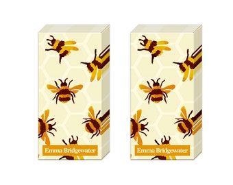 Bumblebee Emma Bridgewater Pocket Novelty Tissues 2 packs of 10 IHR Tissues 4 ply 20 cm square