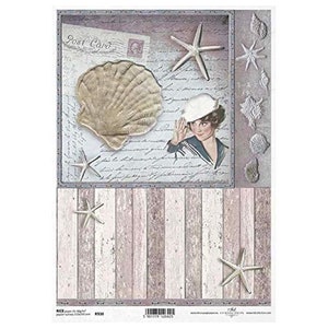 Shell Seaside Blue Rice Paper ITD A4 Papel de arroz Papel de morera para decoupage 210 x 297 mm Envío gratuito en el Reino Unido