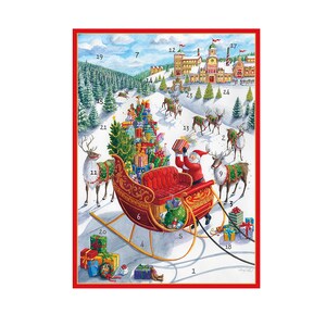 Kerstman door Ingrid Slyder Caspari Adventskalenderkaart met 24 kleine deurtjes om te openen 18 x 13 cm met envelop