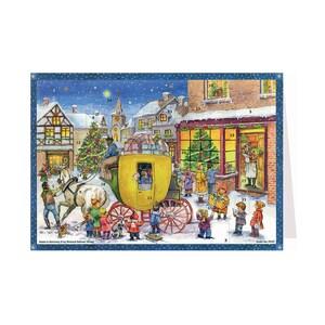 Coach Richard Sellmer Verlag Traditionele Duitse adventskalenderkaart 105 x 155 mm met Env en 24 kleine deurtjes om te openen