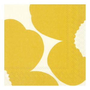 Tovaglioli da tavola in carta IHR Marimekko Isot Unikot Fiori gialli, tovaglioli quadrati a 3 veli, 33 cm