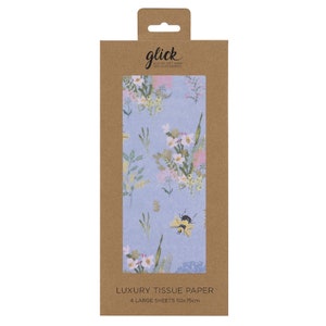 Stephanie Dyment Blue Bees Glick 4 fogli di carta velina da regalo 50 x 75 cm