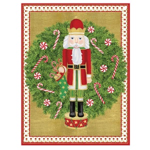 Quebra-nozes e guirlanda de Janine Moore Caspari Cartões de Natal 118 mm x 153 mm 5 em um pacote com envelopes