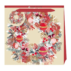 Louise Tiller NAVIDAD CORONA Bolsa grande Bolsa de regalo de papel de lujo Tamaño: 325 x 325 x 120 mm