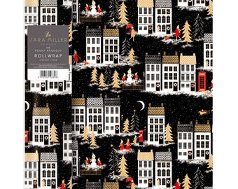 Sara Miller Winter Rooftops Christmas Roll Wrap 3 m x 70 cm very high quality thick roll wrap