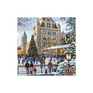 Skating by the Natural History Museum Square Medici-adventskaart 153 x 153 mm met envelop en 24 deurtjes om te openen