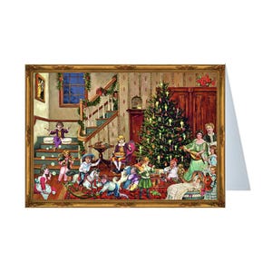 Victoriaanse feestelijke Richard Sellmer Verlag traditionele Duitse adventskalenderkaart 105 x 155 mm met envelop en 24 deurtjes om te openen