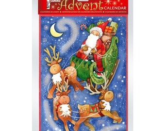 Sleigh & Reindeer With Glitter Advent Calendar 34 X 24 Cm Caltime With 24  Doors to Open on the Countdown to Christmas - Etsy