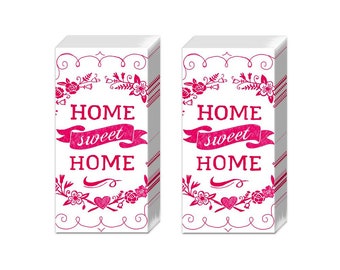 Home Sweet Home Tissues 2 packs of 10 IHR Tissues 4 ply 20 cm square