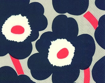 Marimekko UNIKKO Linen Flowers Paper Table Napkins 33 cm square 3 ply lunch napkins