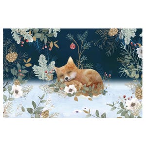 8 petites cartes de Noël avec enveloppes Petit renard feuille d'or 150 x 90 mm Roger la Borde