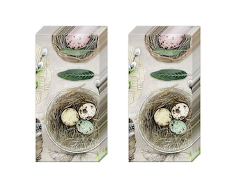 Eggs and Feather Nature Bird Nest Easter Novelty Tissues 2 packs of 10 IHR Tissues 4 ply 20 cm square