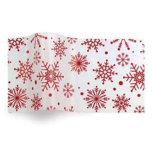Fiocchi di neve a spirale Carta da regalo natalizia rossa Satinwrap 5 fogli 50 x 75 cm piegati in un pacco