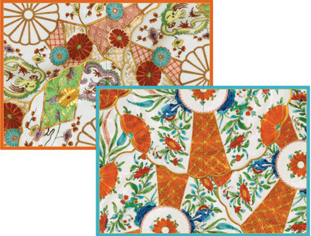 Two Way Notelets Williamsburg Plates Notelets Caspari 8 Assorted Cards of Two Designs ...