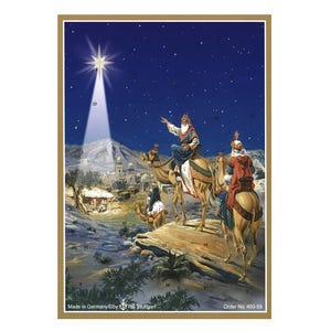 Kerststal Wijze mannen volgen de ster Richard Sellmer Midi Traditionele Duitse adventskaart Celendar 210 x 148 mm met 24 deurtjes om te openen