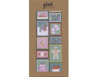 North Pole STAMPS Christmas Glick 4 sheets tissue wrapping paper 50 x 75 cm