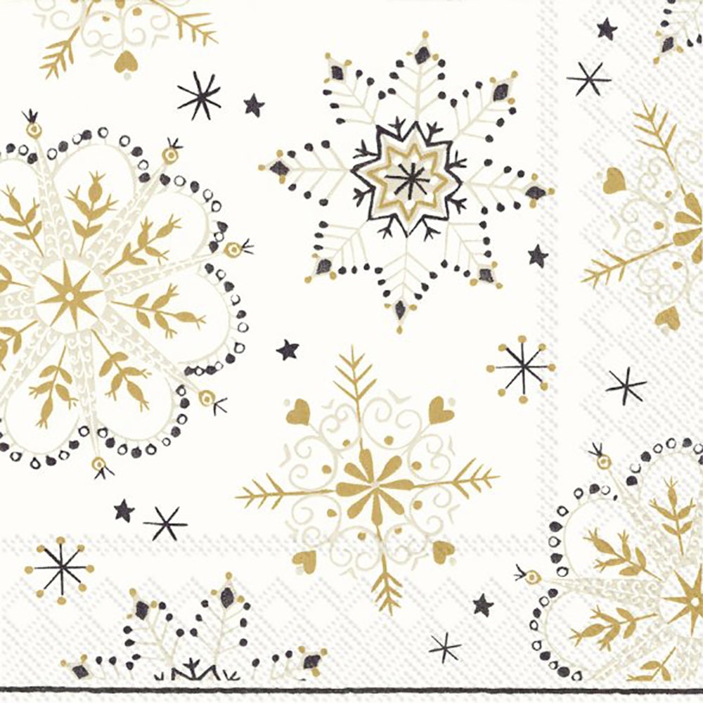 16 Servietten Weihnachtskugel-Motiv – Rot Mit Gold Schneekristallen, 33 X 33 Cm, 3-lagig