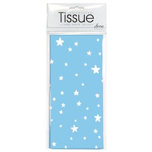 Baby Stars Blue Tissue Paper 4 Sheets of Deva Tissue Wrapping Paper 70 x 50 cm gently folded