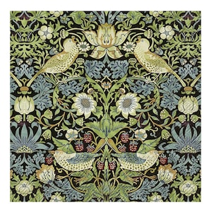 Tovaglioli da tavola in carta IHR neri, quadrati da 33 cm, a 3 veli, motivo "Ladro di fragole" di William Morris (V&A)