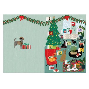 Fireside Dog Advent Adventskalenderkaart met envelop 170 x 120 mm Roger la Borde 24 kleine deurtjes om te openen