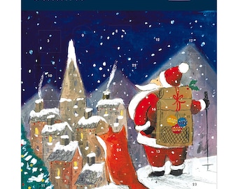 Tarjeta Calendario de Adviento de Papá Noel y Zorro 160 x 160 mm Caltime con sobre y 24 puertecitas para abrir