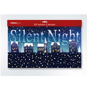 Calendrier de l&#39;Avent Silent Night Silhouette 3 D 44 x 29 x 4 cm Caltime avec 24 portes à ouvrir lors du compte à rebours jusqu&#39;à Noël
