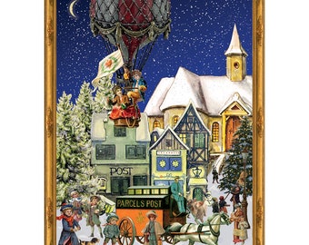 Victorian Balloon Richard Sellmer 355 x 265mm Glitter & Translucent Windows Traditional German Advent Calendar