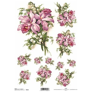 Pink Posys Flowers Rijstpapier ITD A4 Rijstpapier Mulberry Papier voor Decoupage 210 x 297 mm Gratis Post in UK