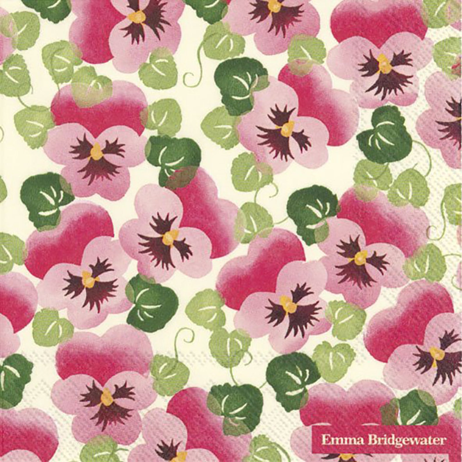 Emma Bridgewater Pink Pansy IHR Paper Table Napkins 33 Cm Square 3 Ply