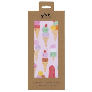 KMCF Cool Ice Cream Glick 4 fogli di carta velina da regalo 50 x 75 cm