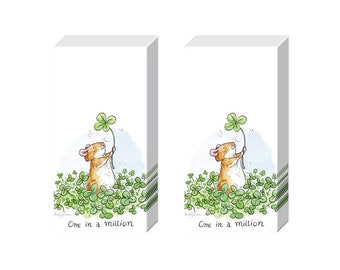 One in a Million Good Luck Clover Mouse Tissues 2 packs of 10 IHR Tissues 4 ply 20 cm square