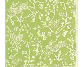 Serwetki koktajlowe Caspari Paper Hedgerow Moss Green 25 cm, 20 szt., 3-warstwowe