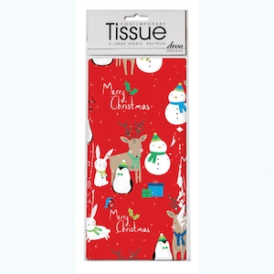 Festive Friends Sneeuwman Rendier Kerst Tissue Deva Tissue Inpakpapier 4 vellen 50 x 70 cm zacht gevouwen