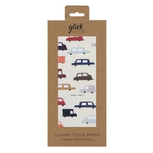 Quirky Cars Glick 4 fogli di carta velina da regalo 50 x 75 cm