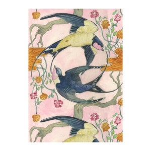 Carte vierge hirondelle 7 x 5 pouces avec enveloppe Daniel Mackie