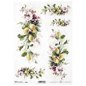 Gele Bloemen Citroenen Rijstpapier ITD A4 Rijstpapier Mulberry Papier voor Decoupage 210 x 297 mm Gratis Post in UK
