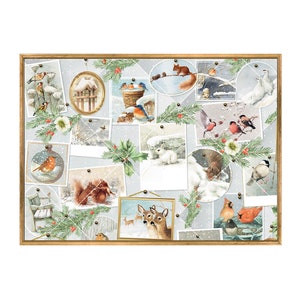 Alle Dieren Wildlife Adventkaart Illustratie door Marjolein Bastin 16,5 x 11,5 cm Natuurlijk Karton Iriserende glitter / Goudfolie