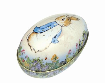 Boîte à Bonbons Pâques En Fer - Motif Lapin Vintage - Rangeuse Chocolat Portable Enfants
