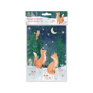 Fluffy Foxes adventskalenderkaart met envelop 170 x 120 mm Roger la Borde 24 kleine deurtjes om te openen