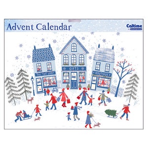 Christmas Shopper Snow and Sledges Advent Calendar 350 x 245mm  Caltime with 24 doors to open on the countdown to Christmas