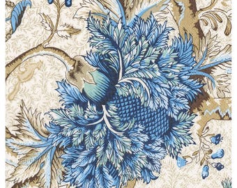 Serwetki stołowe Pondicherry Delft Blue Floral Caspari Paper Table Napkins 40 cm square, 3-warstwowe, kwadratowe