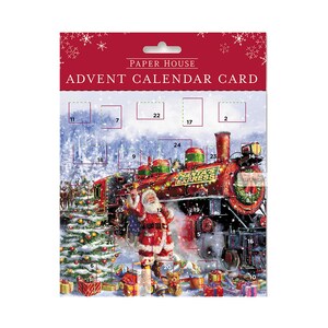 Santa's Express Train Medici Adventskaart 160 x 160 mm met envelop met envelop met envelop en 24 kleine deurtjes om te openen