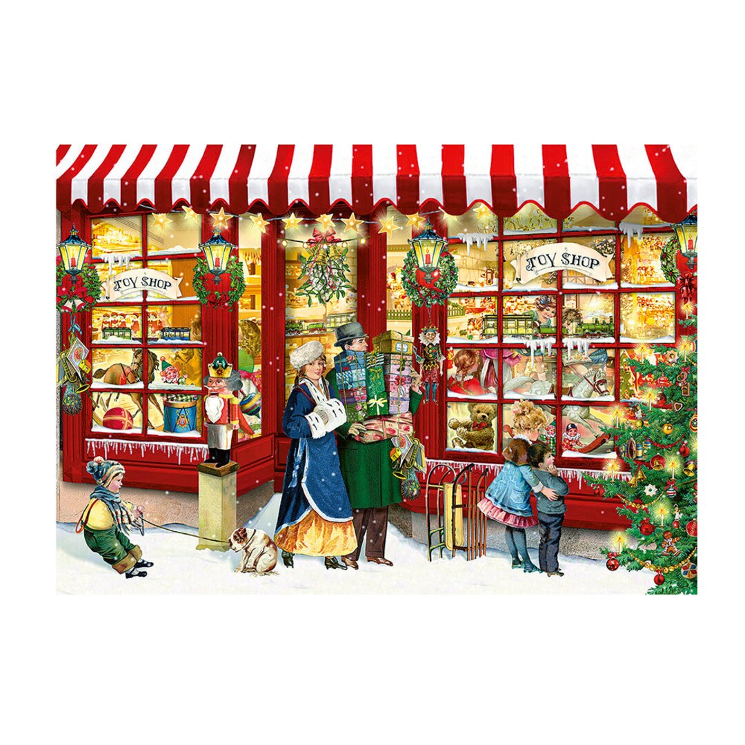 Christmas Shop Red Blind Window Advent Calendar Card Design Etsy