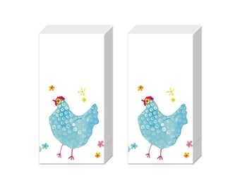 Jolly Hens Chickens Tissues 2 packs of 10 IHR Tissues 4 ply 20 cm square