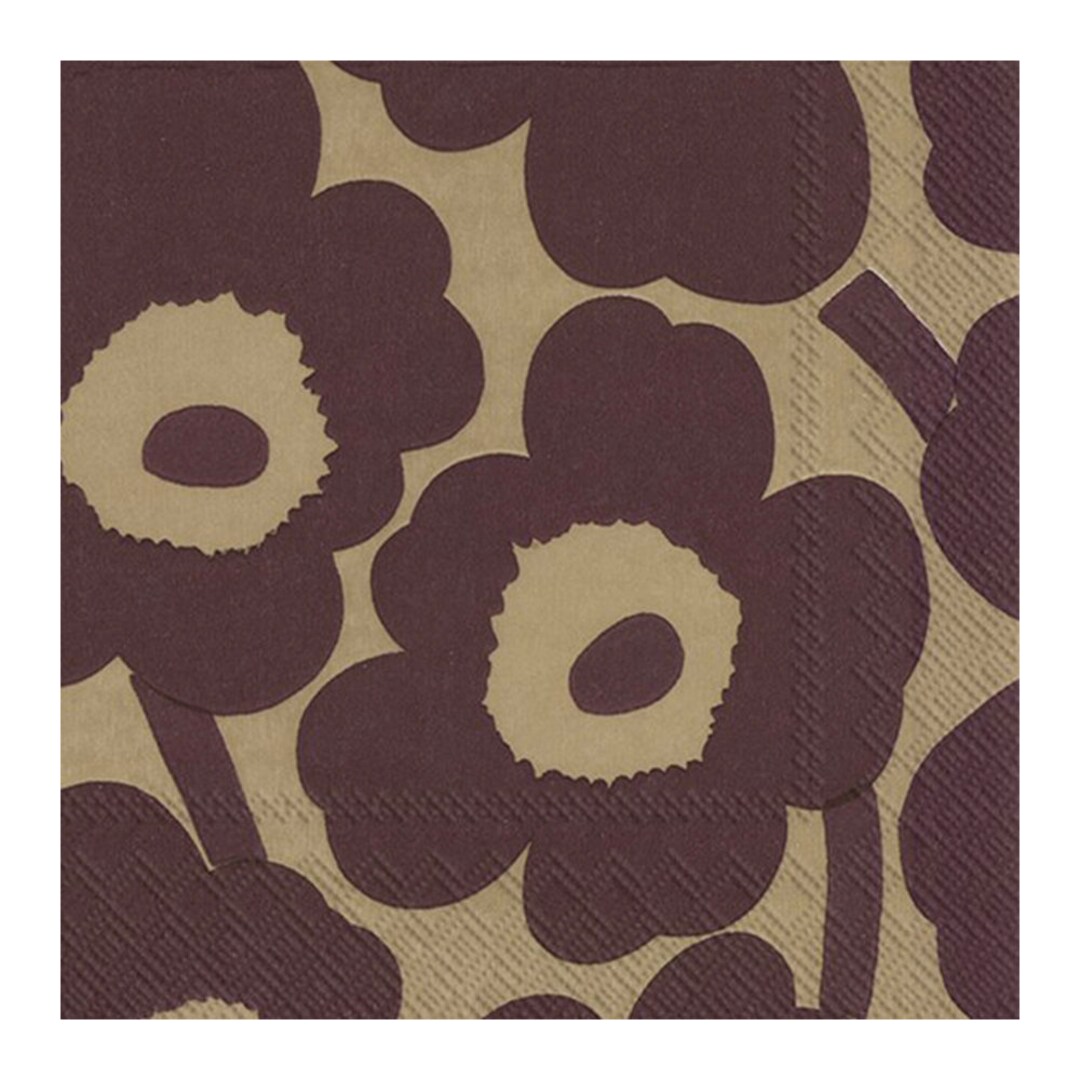 マリメコ 様 Marimekko UNIKKO Linen Bordeaux Flowers Paper Table Napkins 33 Cm
