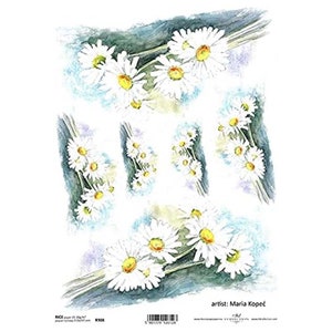 Daisy Flower Bunches Rijstpapier ITD A4 Rijstpapier Moerbeipapier voor decoupage 210 x 297 mm Gratis post in VK