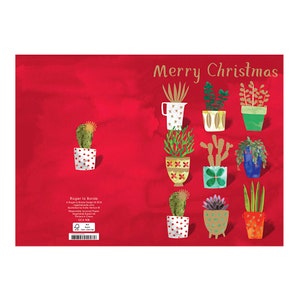 Negen Plantenpotten Cactus Kerstkaart Goudfolie + Env 170 x 120mm Roger la Borde