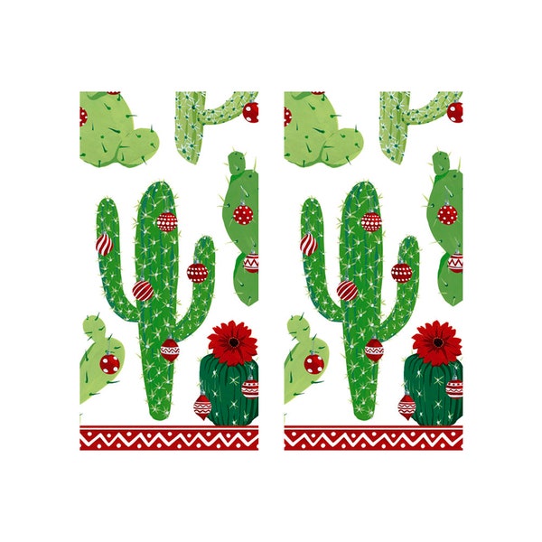 Ivory Merry Cactus Christmas Tissues 2 packs of 10 Caspari Tissues 4 ply 20 cm square