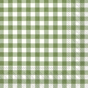 Taverna Dark Green White Check IHR Paper Table Napkins 33 cm square 3 ply lunch napkins