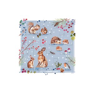 Winter Wildlife Woodland Creatures vierkante adventskaart 153 x 153 mm met envelop en 24 kleine deurtjes om te openen
